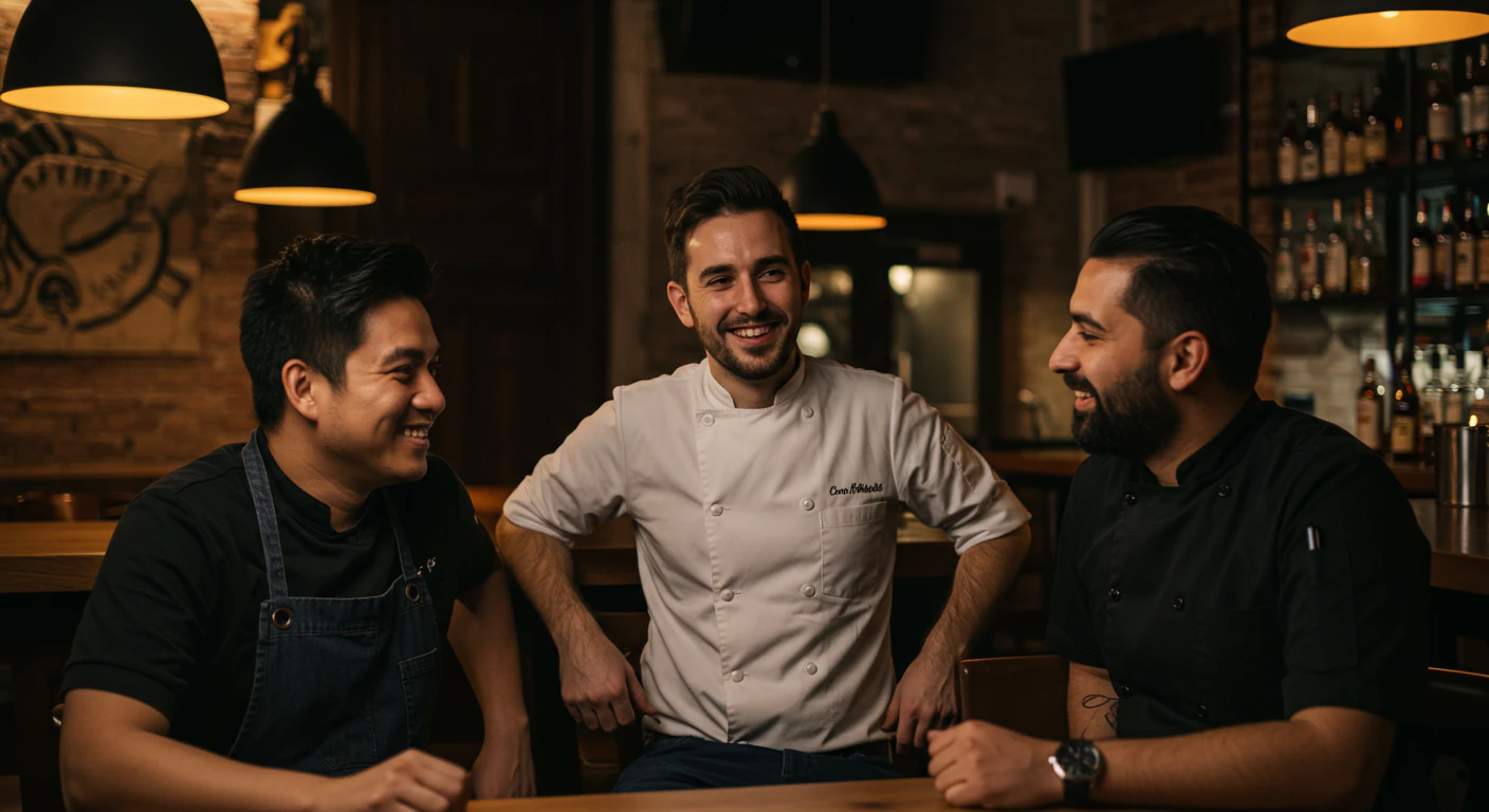 Restaurant team checking financial goals on TANDA tablet